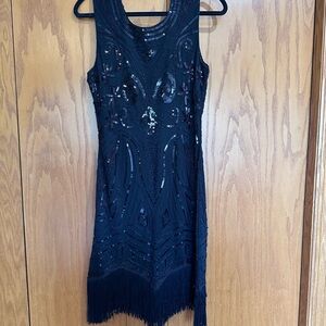 Fringe sequined flapper dress